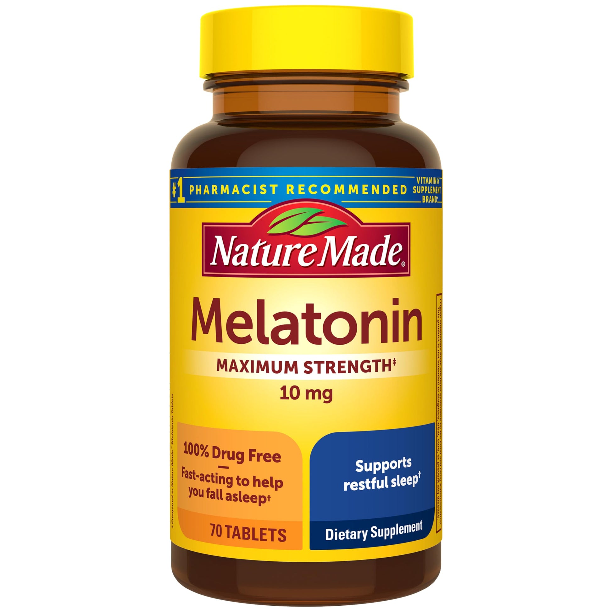 Nature Made Melatonin 10mgMaximum Strength for Sleep Support Tablets, 70 Count