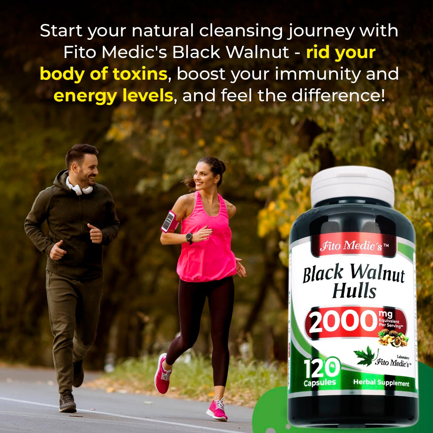 FITO MEDIC'S Black Walnut Hull Capsule 2000 mg per Serving for Cleansing and Detoxifying Ultra High Absorption, 1 Capsule
