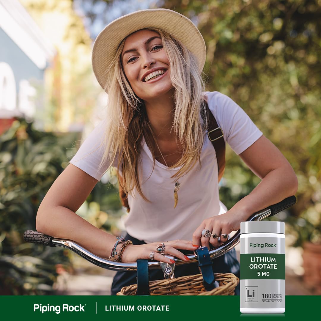 Piping Rock Lithium Orotate Supplement 5mg Capsule, 180 Count