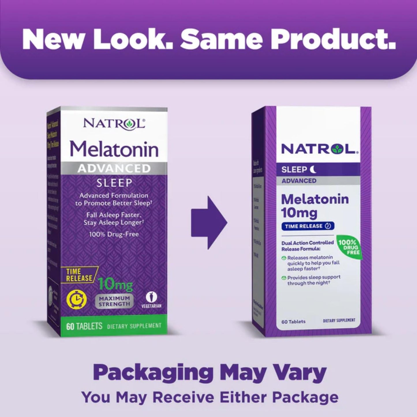 Natrol Advanced Sleep Melatonin Tablets, Maximum Strength 10 mg, 180 Tablets