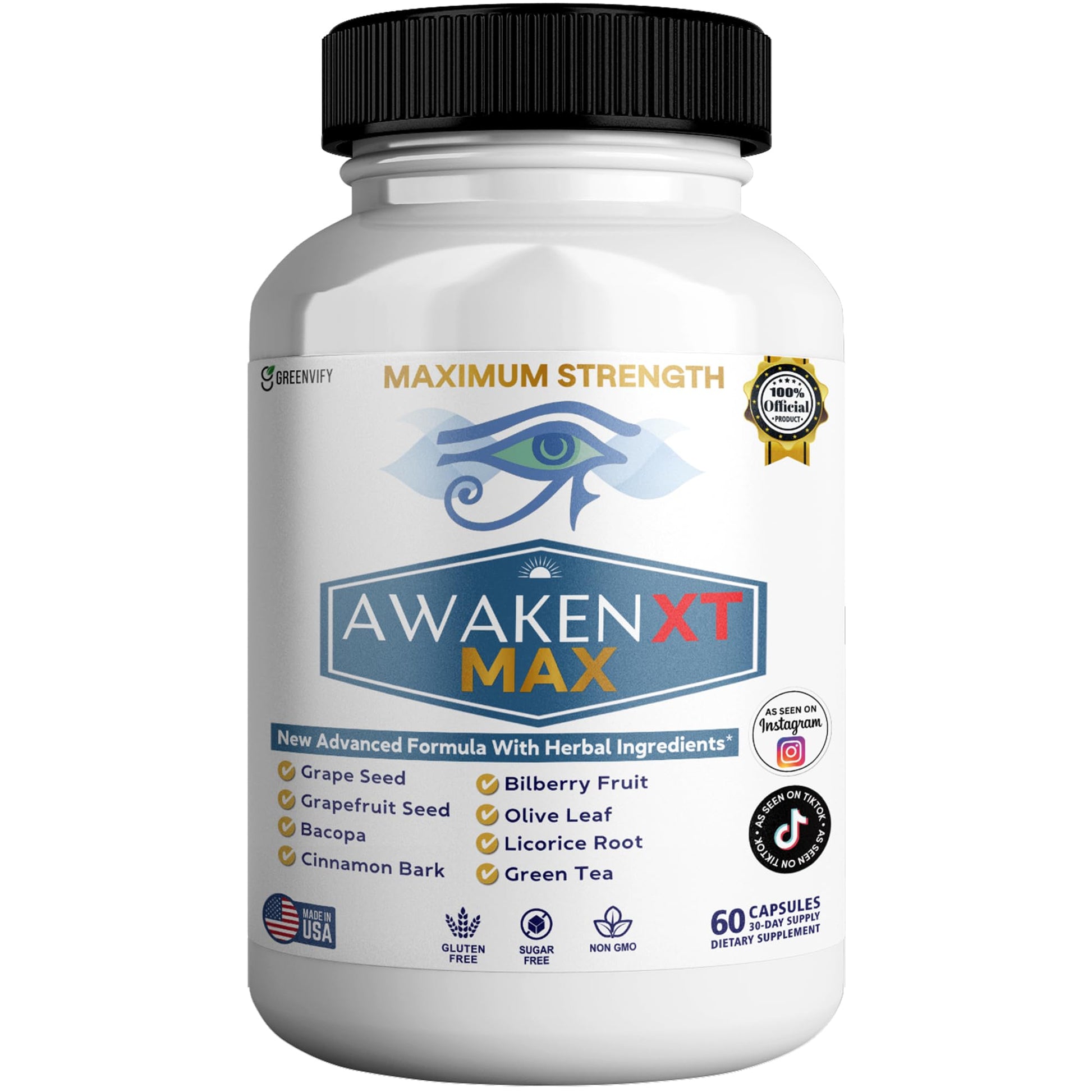 GREENVIFY Awaken XT Max Nootropic Supplement Capsule, 60 Capsules