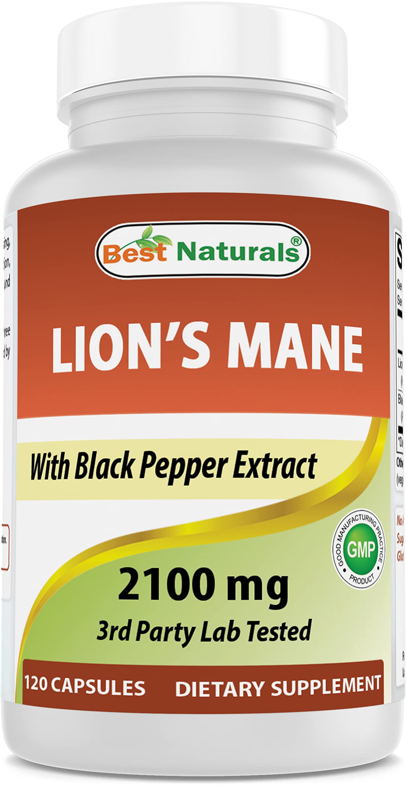 Best Naturals Lions Mane Mushroom Supplement Capsules 120 Count