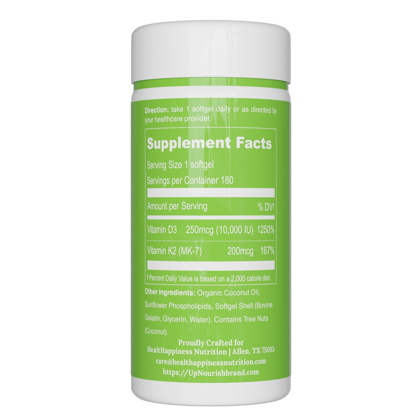 UpNourish Liposomal D3 K2 Vitamin Softgels 180 Count