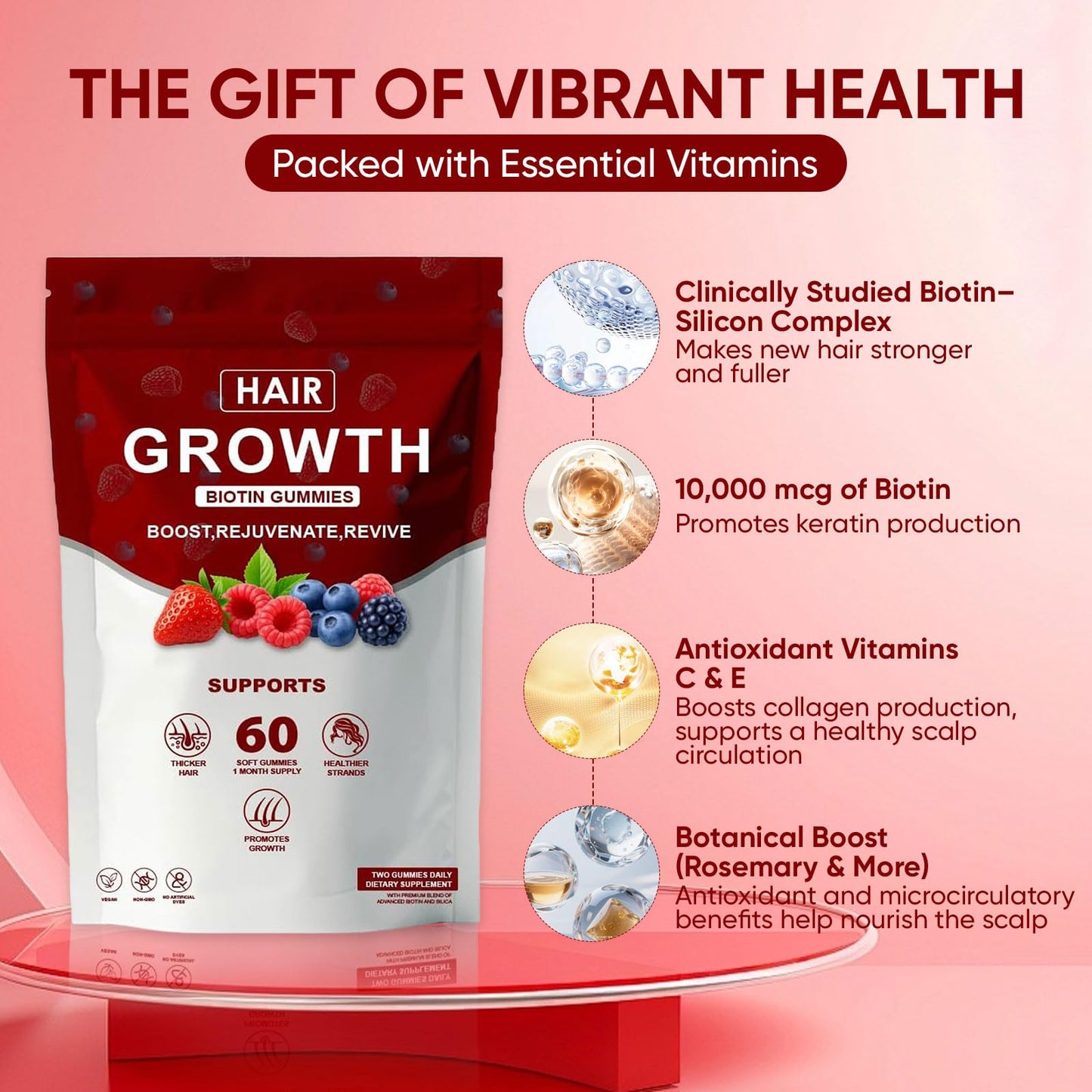 WOVOEO Hair Growth Vitamins Tablet, 1 Count