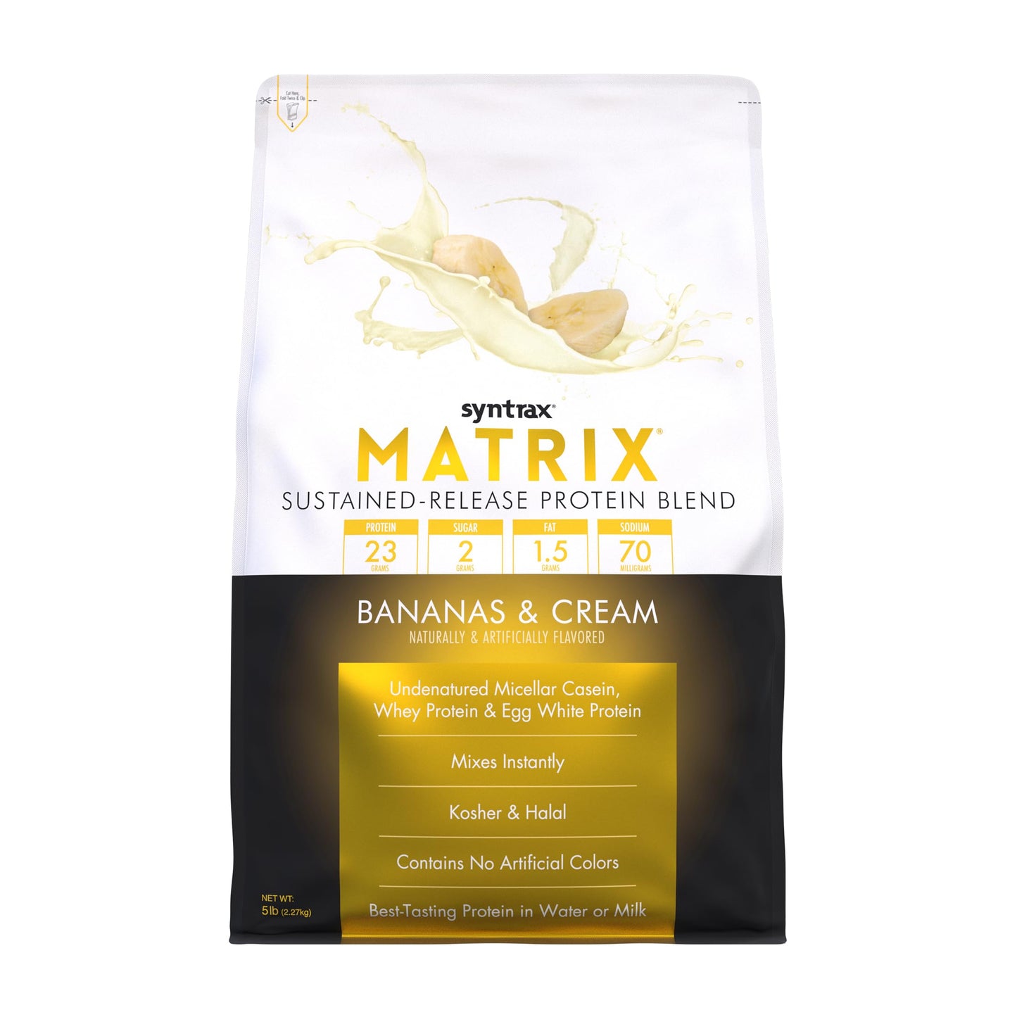 Syntrax Matrix Protein Powder Sustained-Release Protein Blend with RBST-Free Grass-Fed Whey, Micellar Casein & Egg White Protein, Bananas & Cream Flavor, 80 Servings