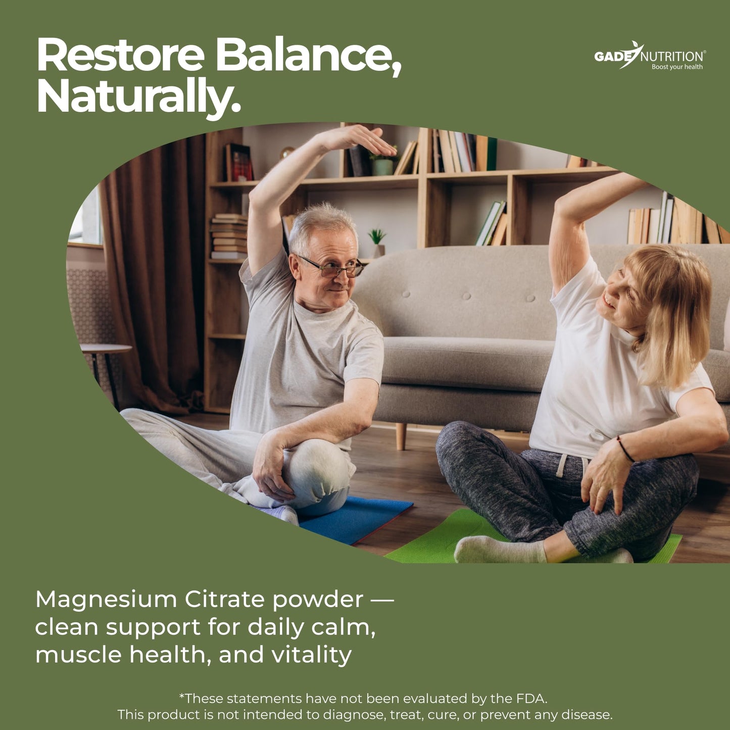 GADE NUTRITION Pure Magnesium Citrate Powder, 17.6 oz