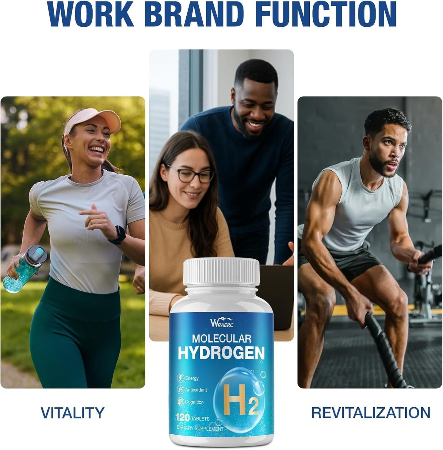 WRAERC Hydrogen Water Tablets with Magnesium, 12 PPM Hydrogen, 120 Tablets