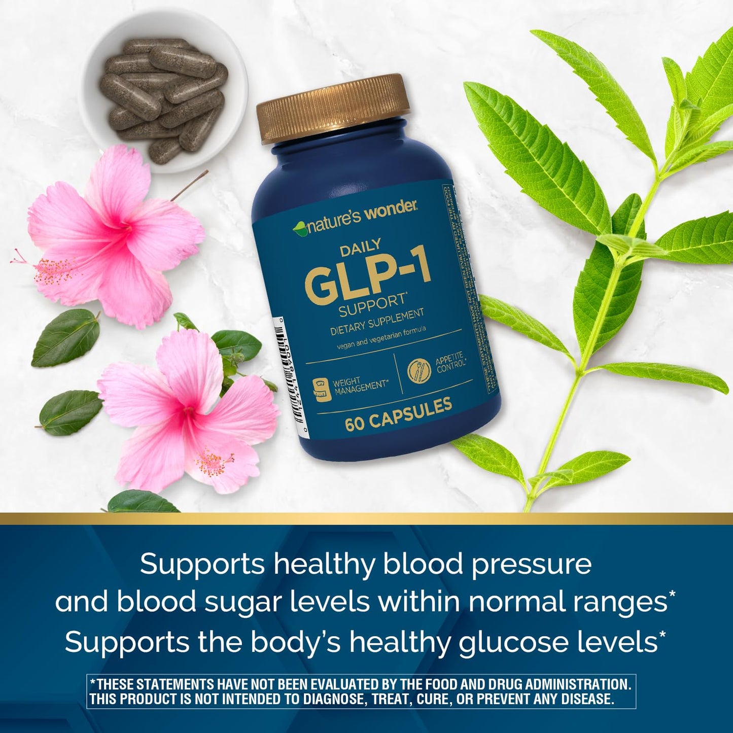 Nature's Wonder Daily GLP-1 Support Supplement Capsules, 60 Capsules