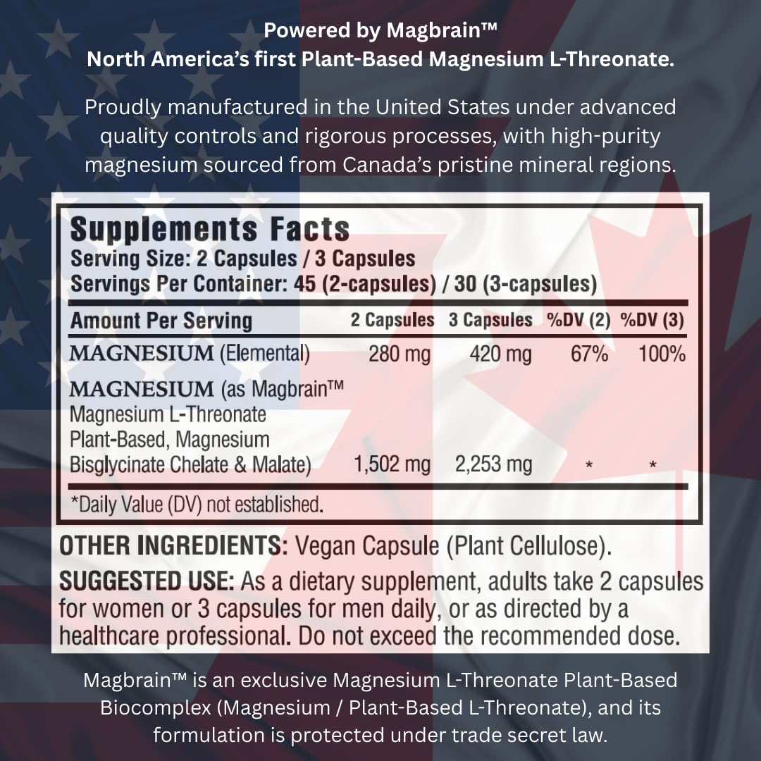 KAPPA NUTRITION Powered by Magbrain Magnesium L-Threonate Plant-Based, 90 Capsules