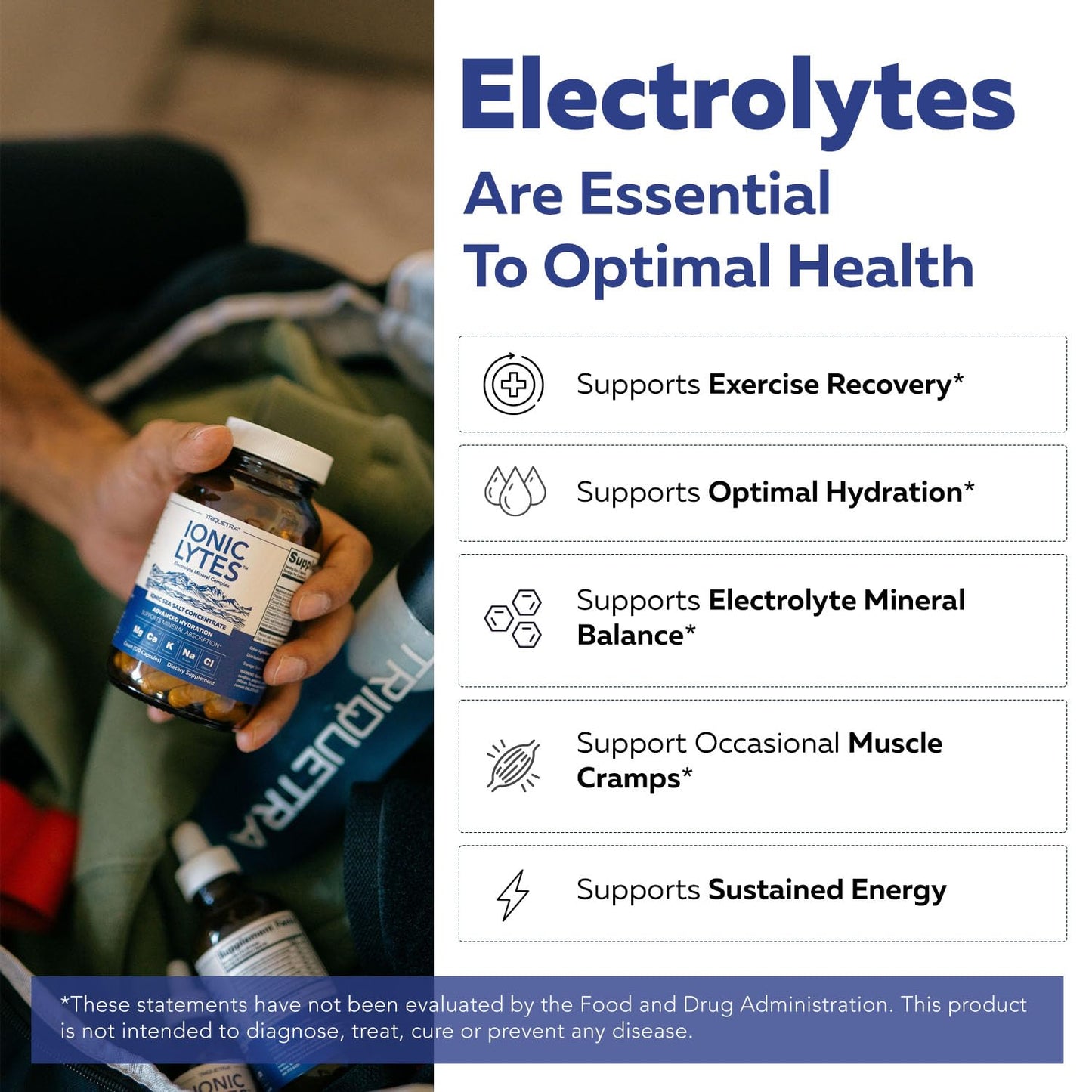 Triquetra Health Ionic Lytes™ Electrolyte Mineral Complex with Ionic Sea Salt, Fulvic & Humic Acid - Supports Hydration, Electrolyte & Mineral Balance & Muscle Function Capsules 60
