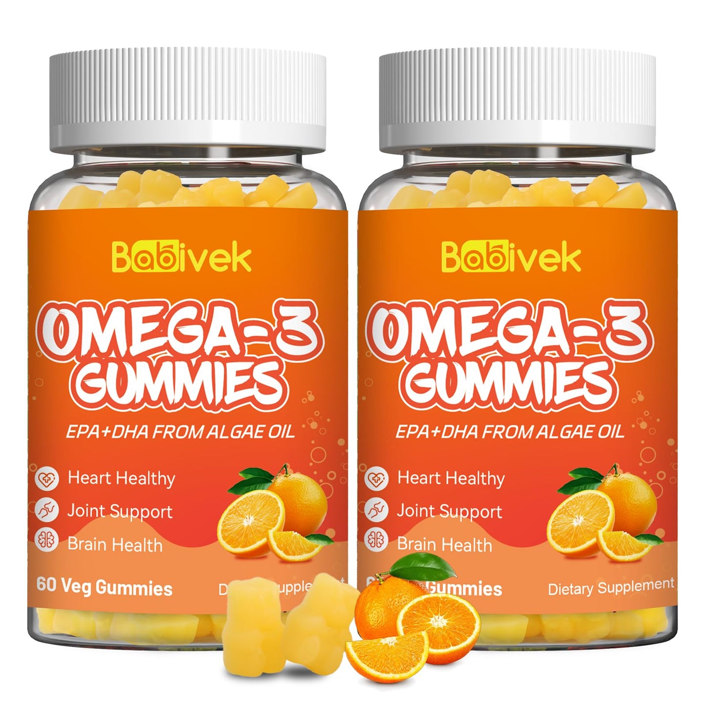 Babivek Omega-3 Gummies Vegan 1200mg EPA and DHA, 120 Count