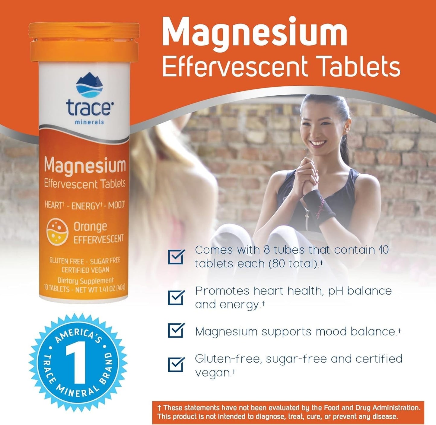 Trace Minerals Magnesium Effervescent Tablet, 10 Tablets
