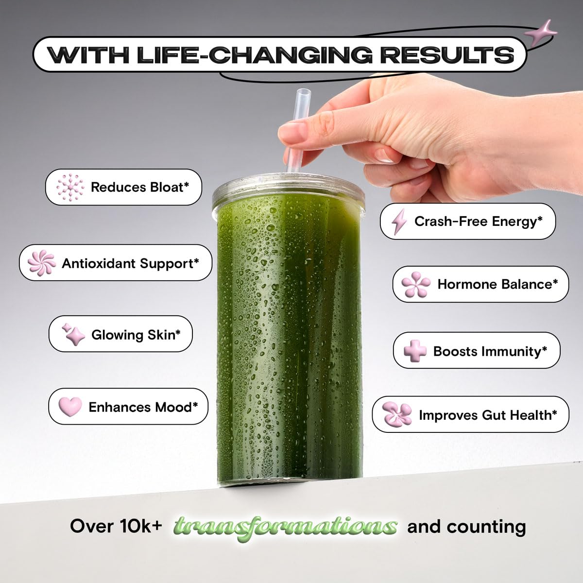 Kiala Nutrition Super Greens Organic Greens Powder with Spirulina & Chlorella, Spectra Blend, Lemon Drop - 10 Pack