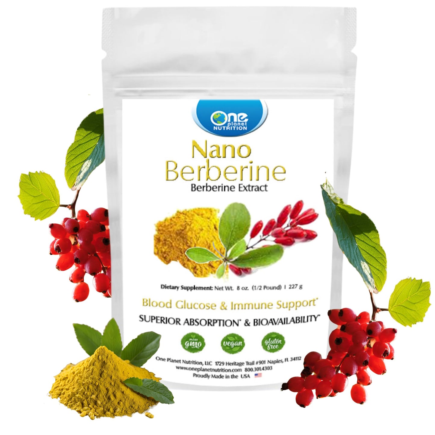 One Planet Nutrition Nano Berberine Powder 8 oz