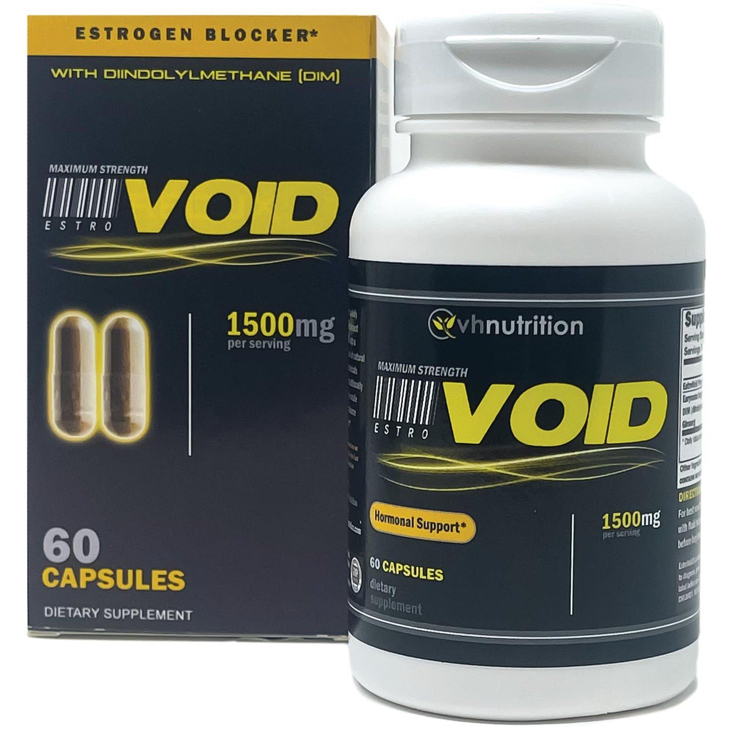 VH Nutrition EstroVoid Estrogen Blocker for Men 1500mg Natural Aromatase Inhibitor, Anti-Estrogen, and Testosterone Booster Supplement 60 Capsules