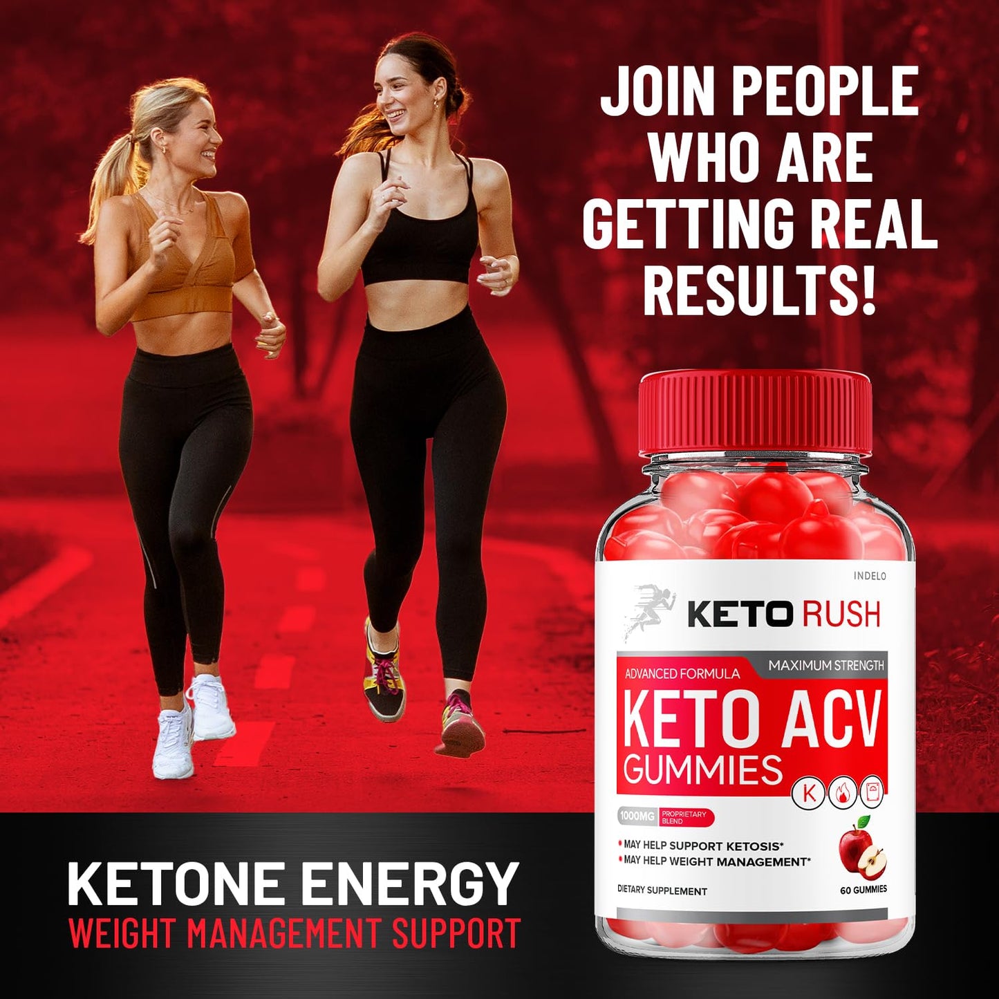 Indelo Keto Rush ACV Gummies Advanced – Apple Cider Vinegar with Vitamin B12, 180 Gummies