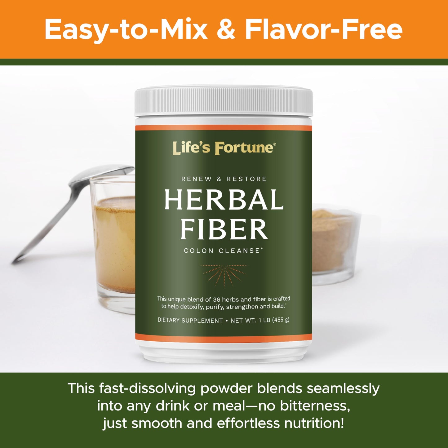 Life's Fortune Herbal Fiber Colon Cleanse Powder, 16-Count