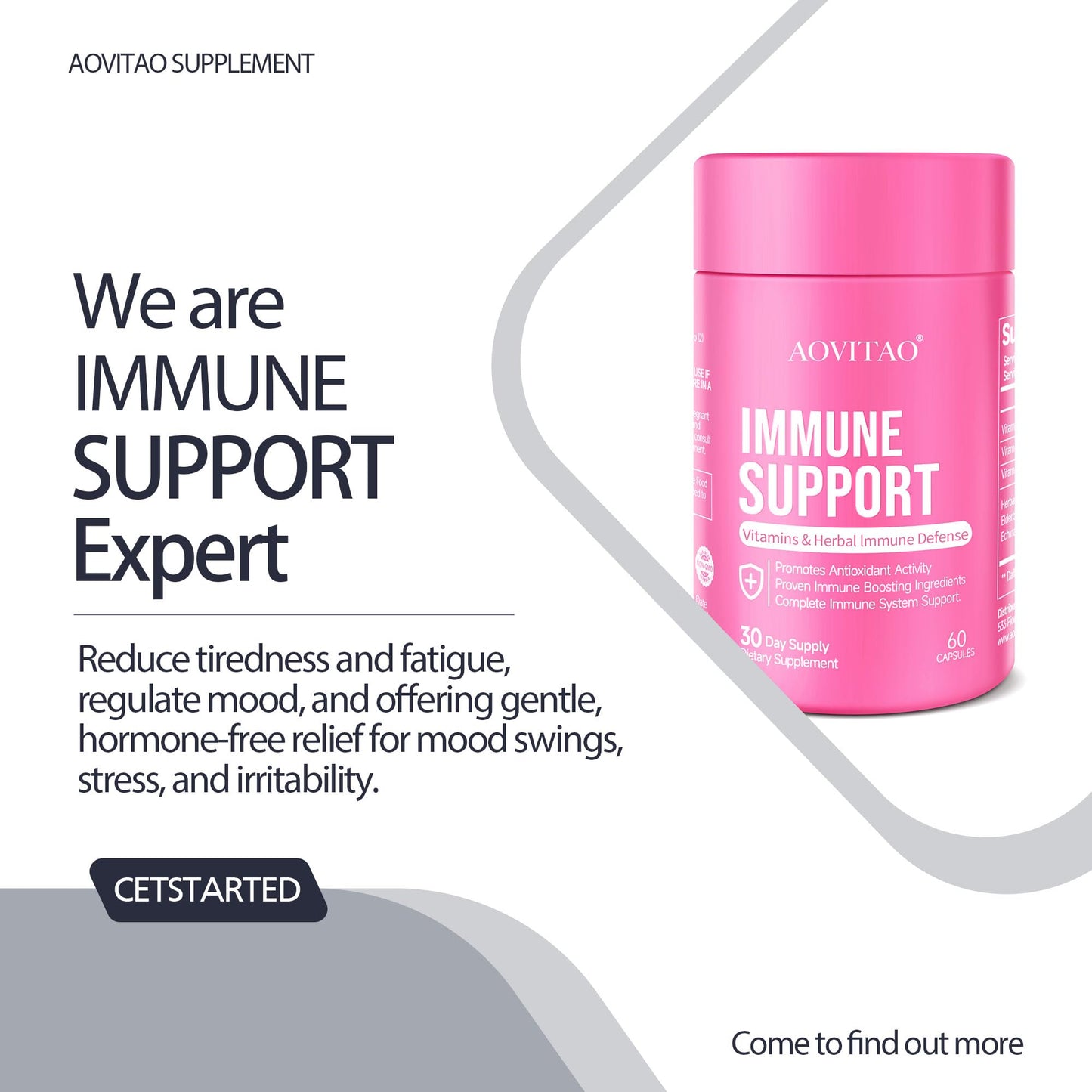 AOVITAO Immune Support Mushroom with Lion's Mane & Reishi Cognitive Support Capsules 60
