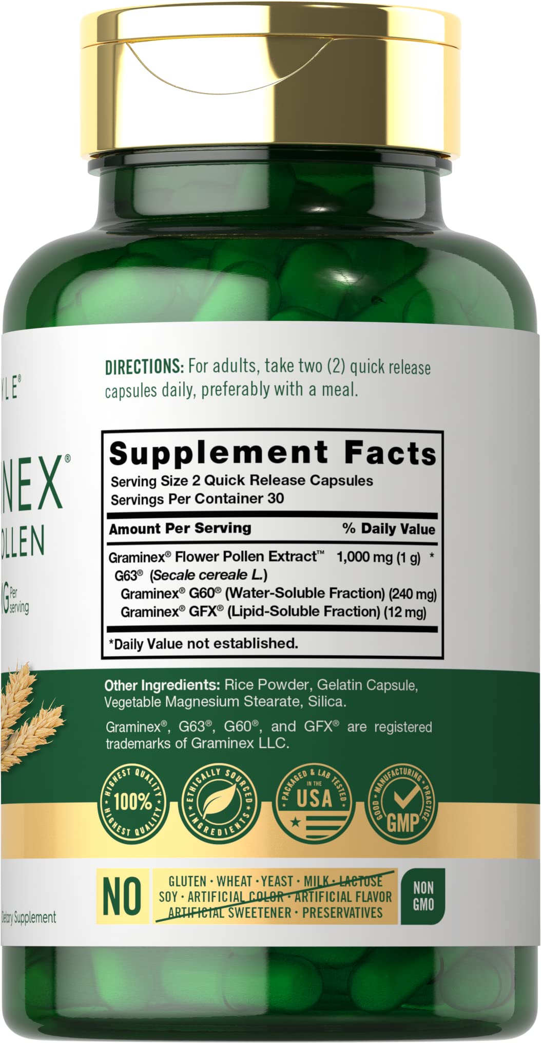 Carlyle Graminex Flower Pollen Extract 1000 mg Capsule 60 Count