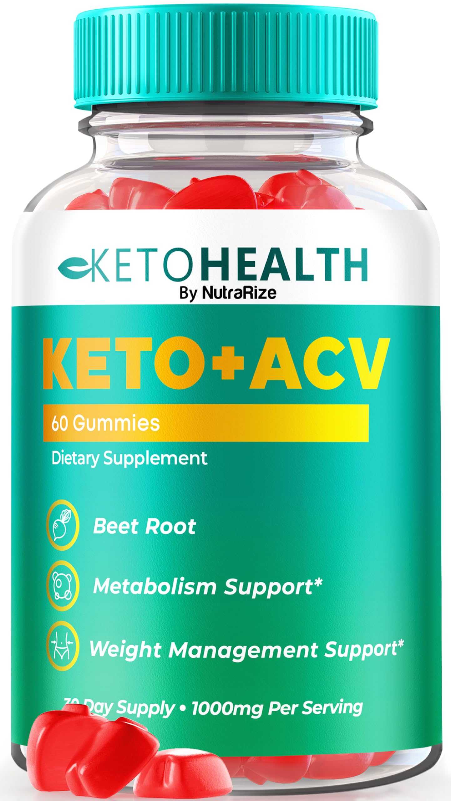 NutraRize Keto Health ACV Gummies, 60 Count