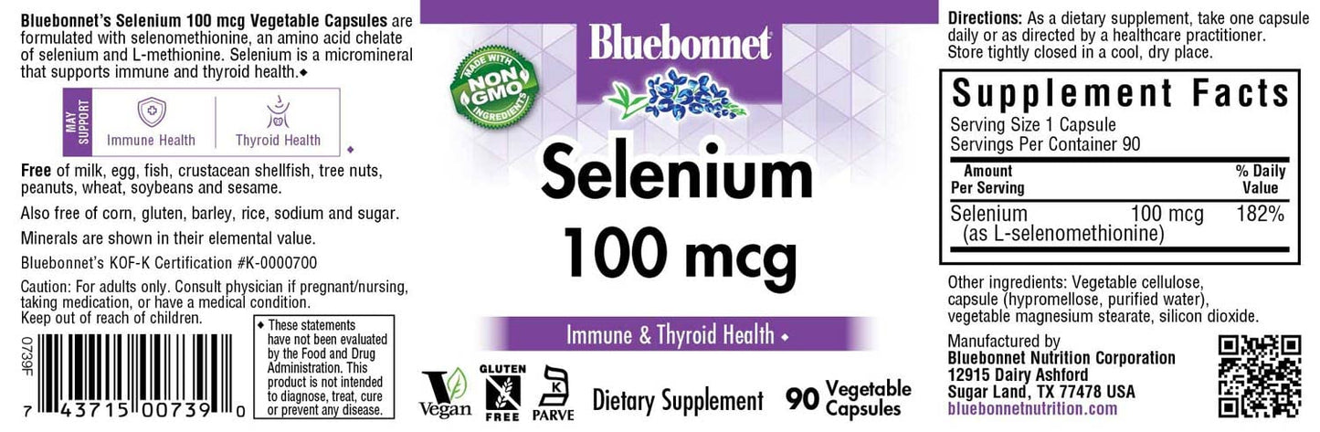BlueBonnet Selenium 100mcg Capsules, 90 Count