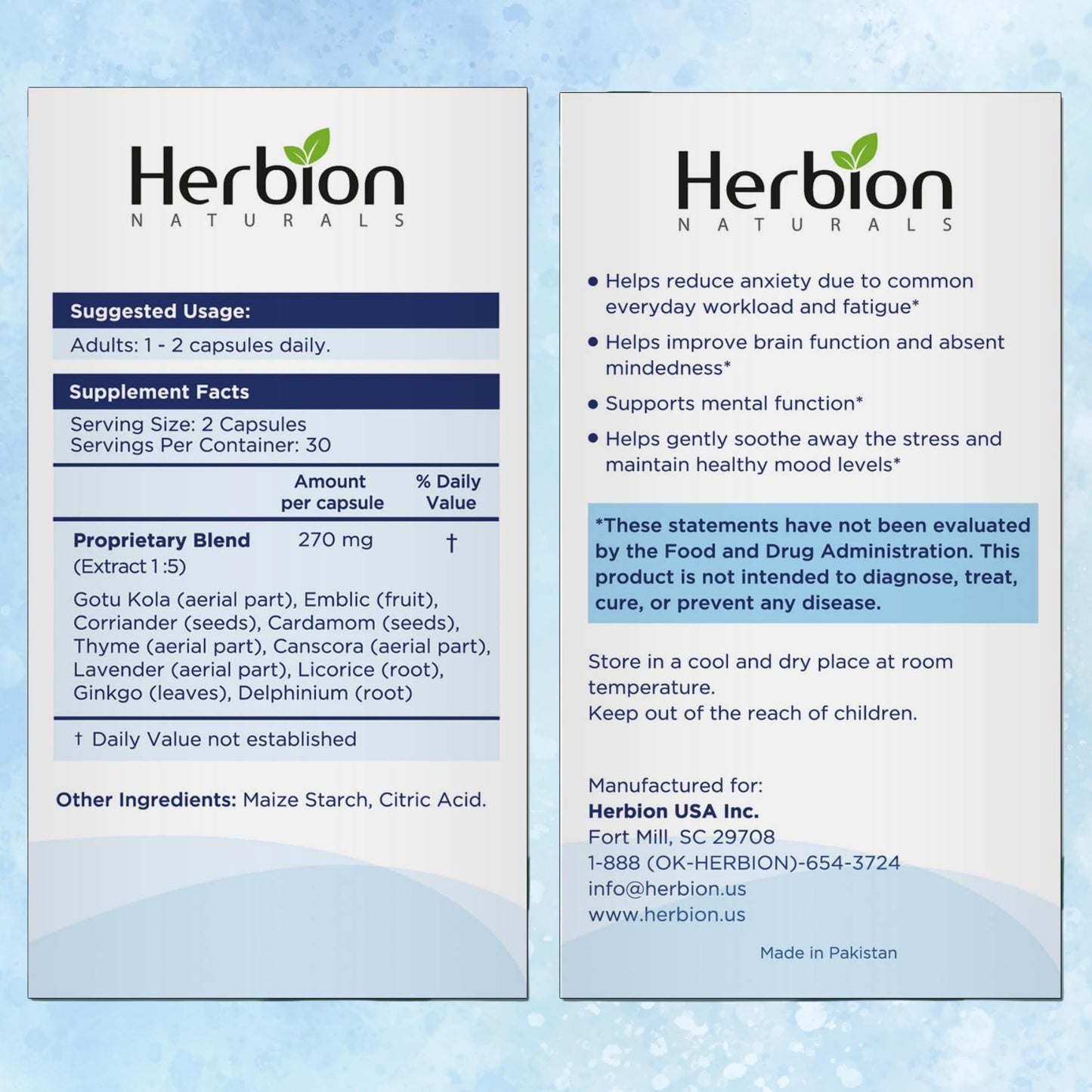 HERBION Naturals Memory Support Capsules, 60 Count