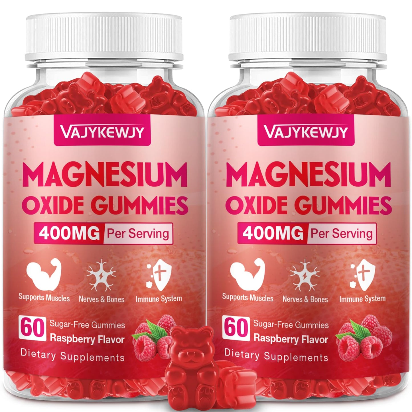 VAJYKEWJY Magnesium Oxide Gummies 400mg for Adults & Kids, 120 Count