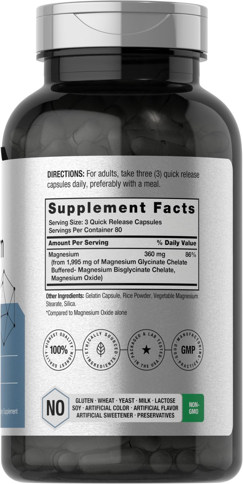 Horbäach Chelated Magnesium 360mg Capsules, 240 Capsules
