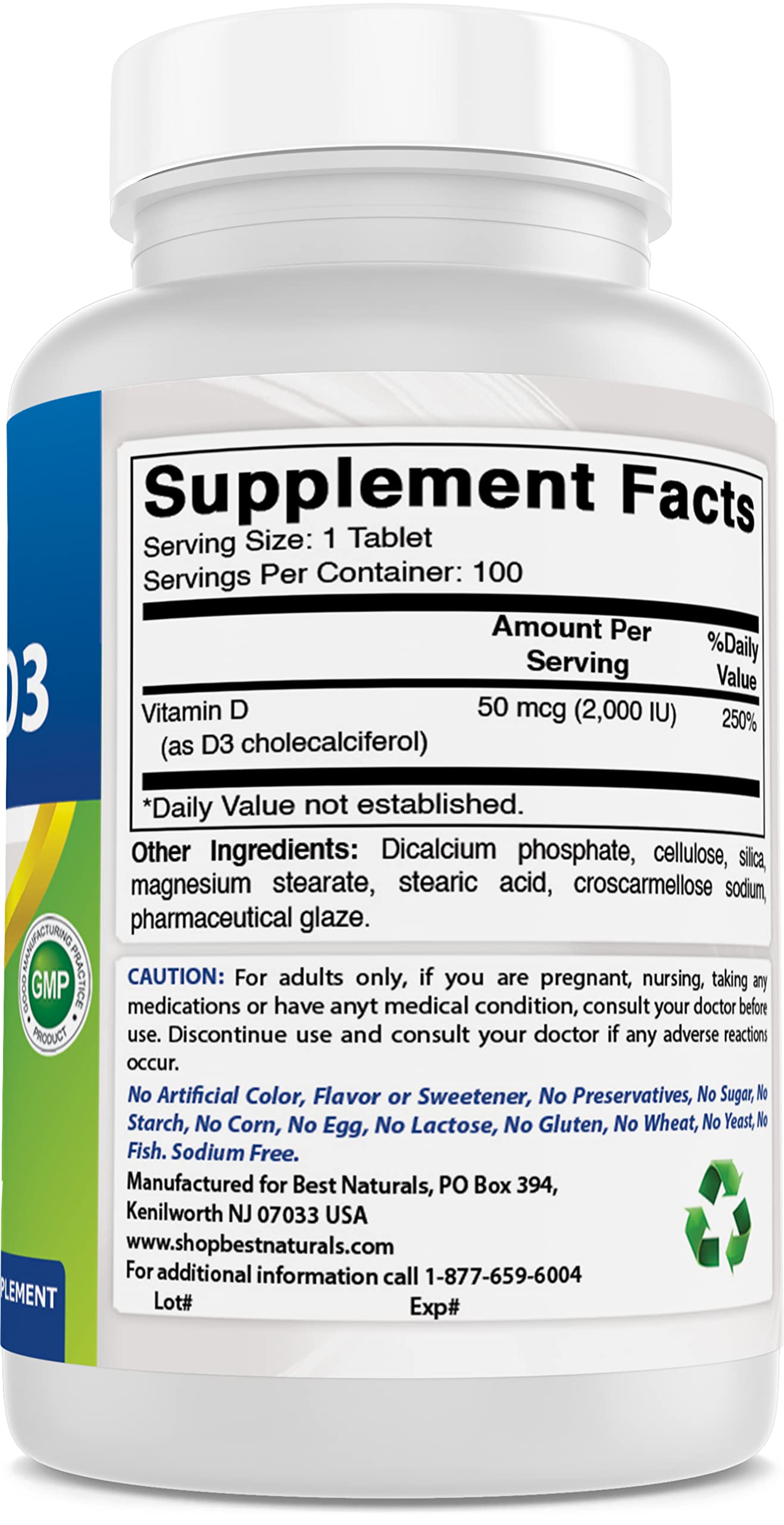 Best Naturals Vitamin D3 2000 IU (50 mcg) Tablet, 300 Count