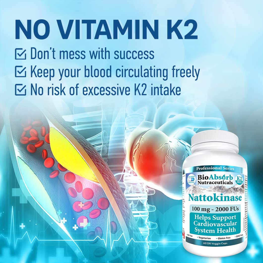 Bio Absorb Nutraceuticals Nattokinase Capsule 2000 FU Delayed Release, 60 Count
