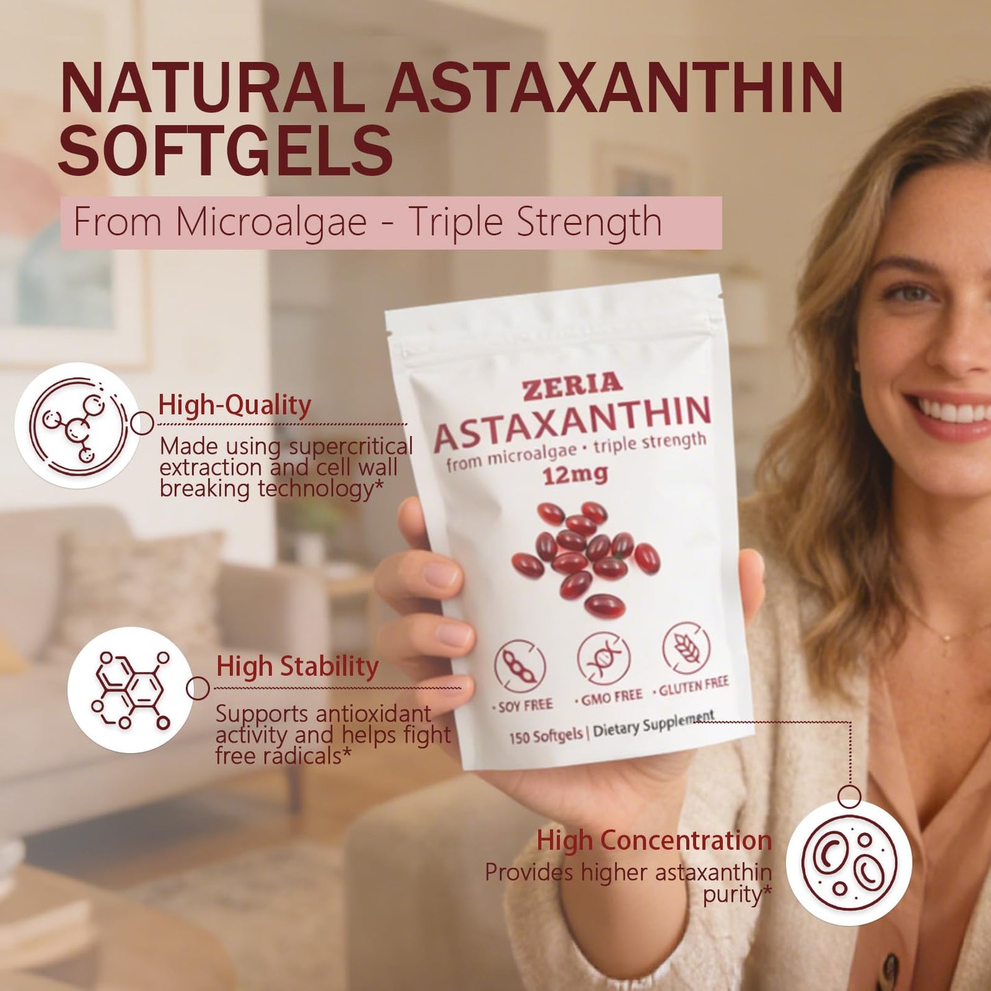 Zeria Astaxanthin 12mg Softgels 150