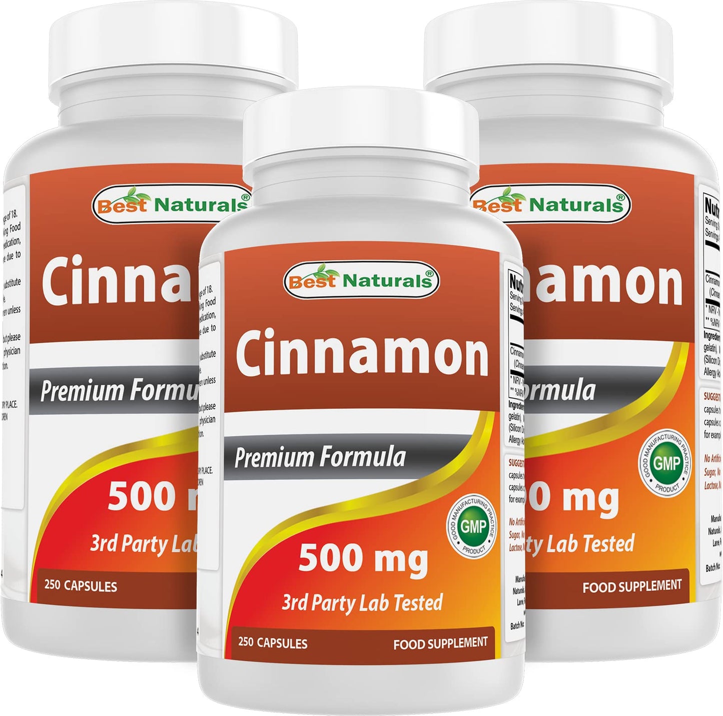 Best Naturals Cinnamon 500 mg Capsules, 250 Count