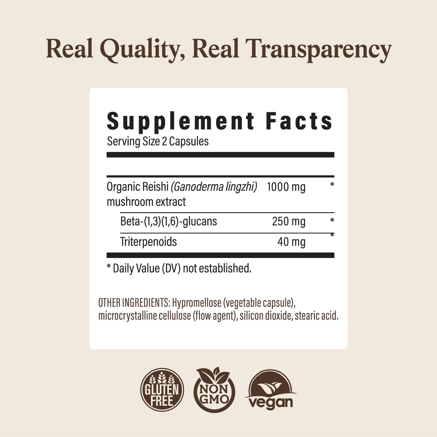 Real Mushrooms Reishi Mushroom Capsules 200 Count