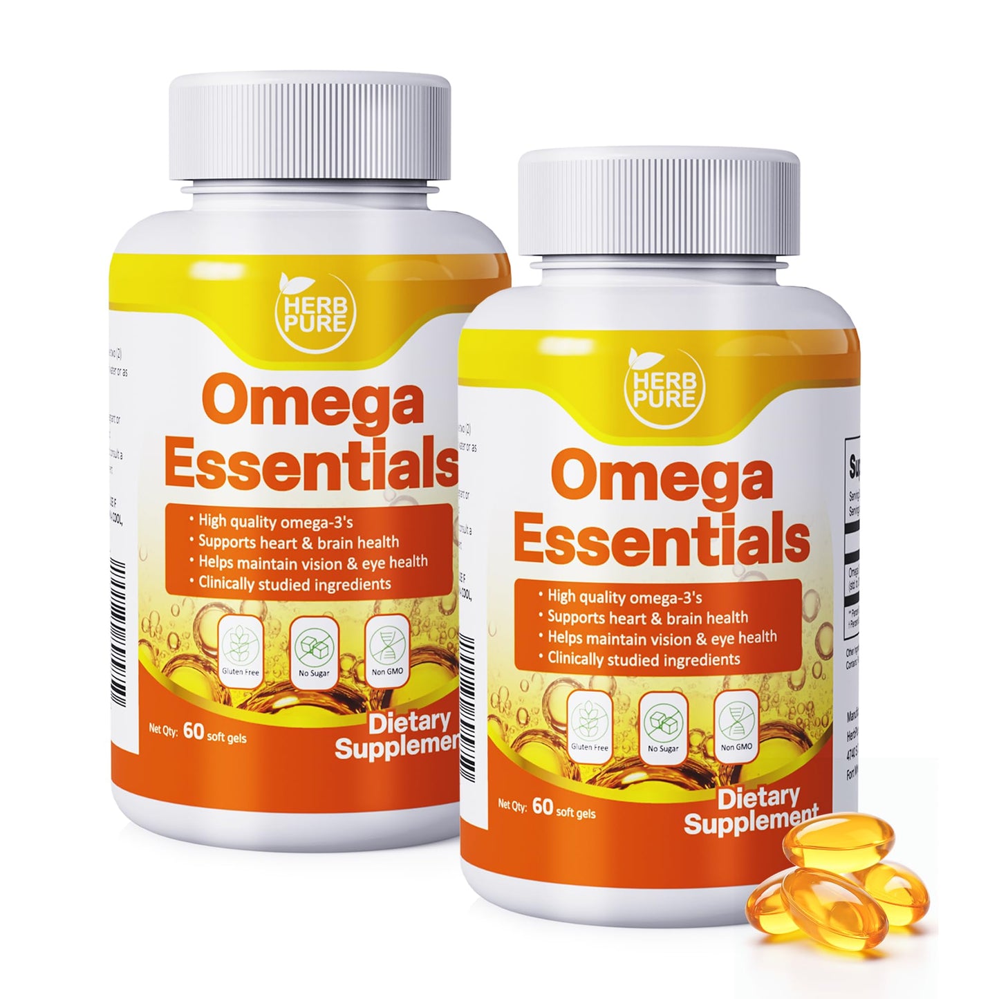 HERB PURE Omega-3 Fish Oil Capsules 120 Count