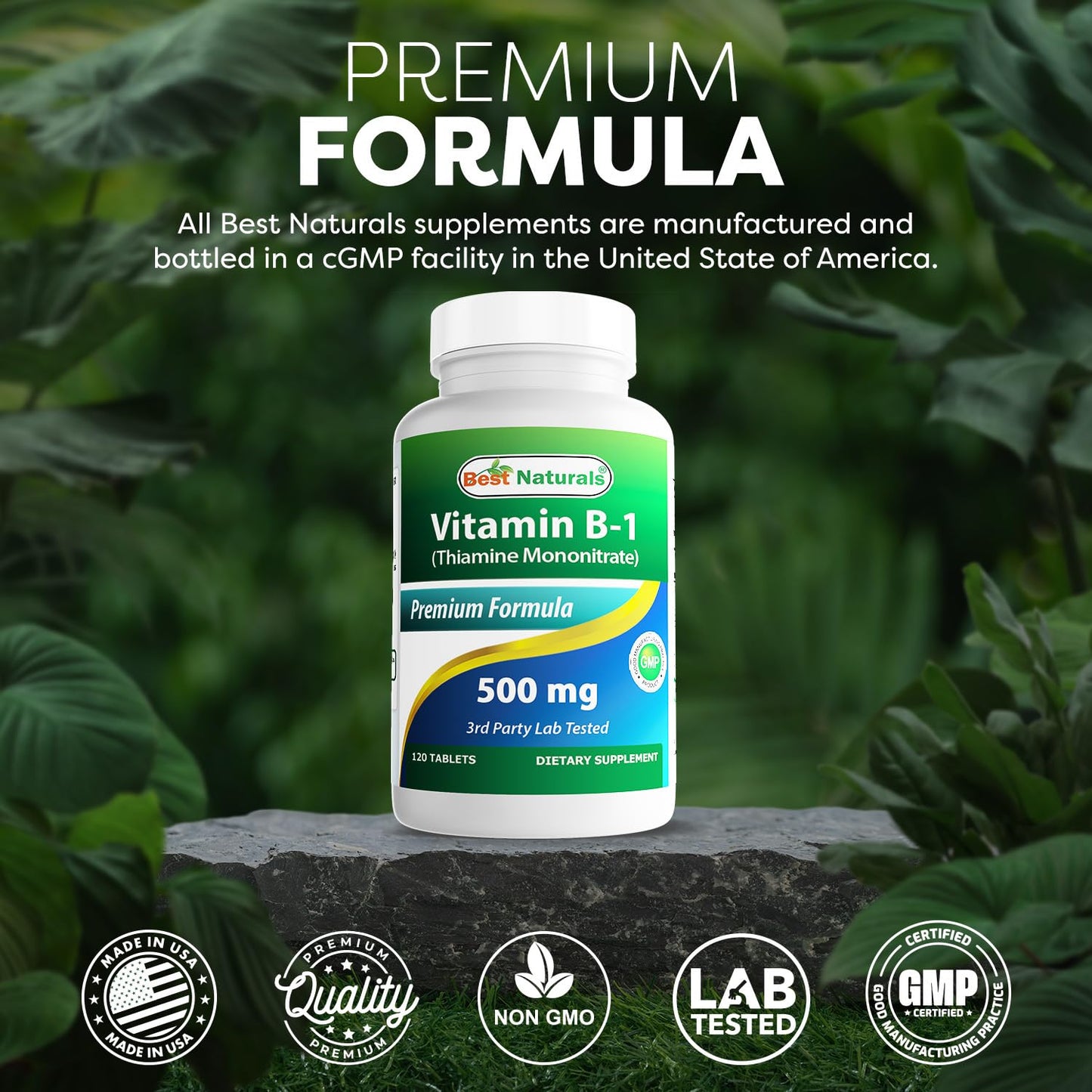 Best Naturals Vitamin B1 (Thiamine Mononitrate) 500 mg Tablets, 360 Count