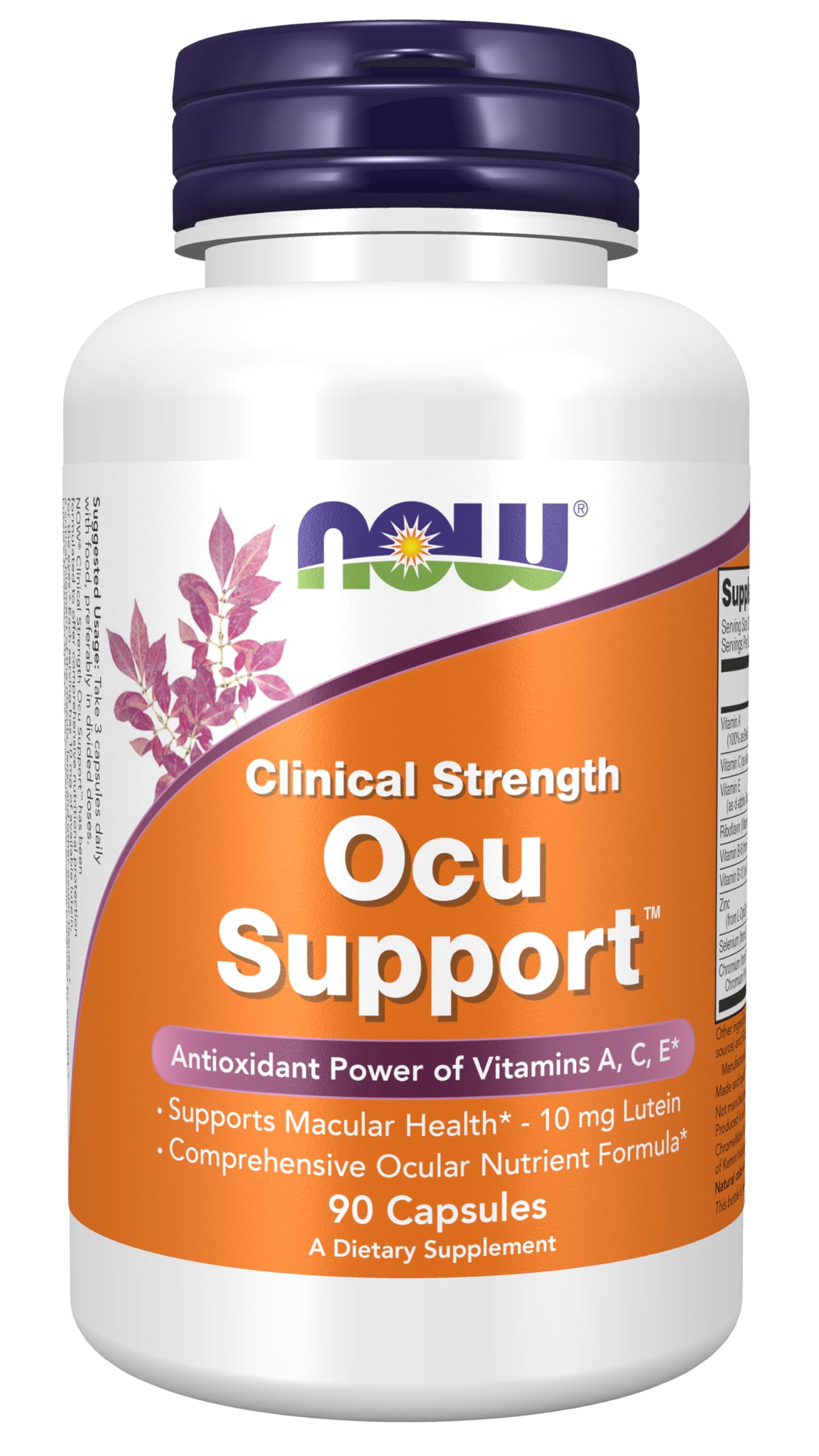NOW Foods Ocu Support with FloraGLO Lutein Plus Vitamins A, C and E, 90 Capsules