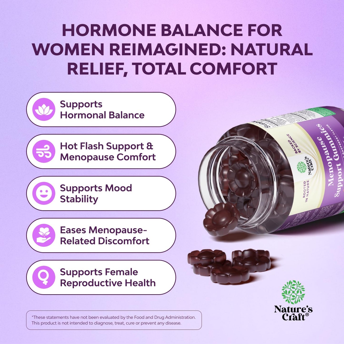 Natures Craft Womens Menopause Gummies with Dong Quai Gummy 90 Count