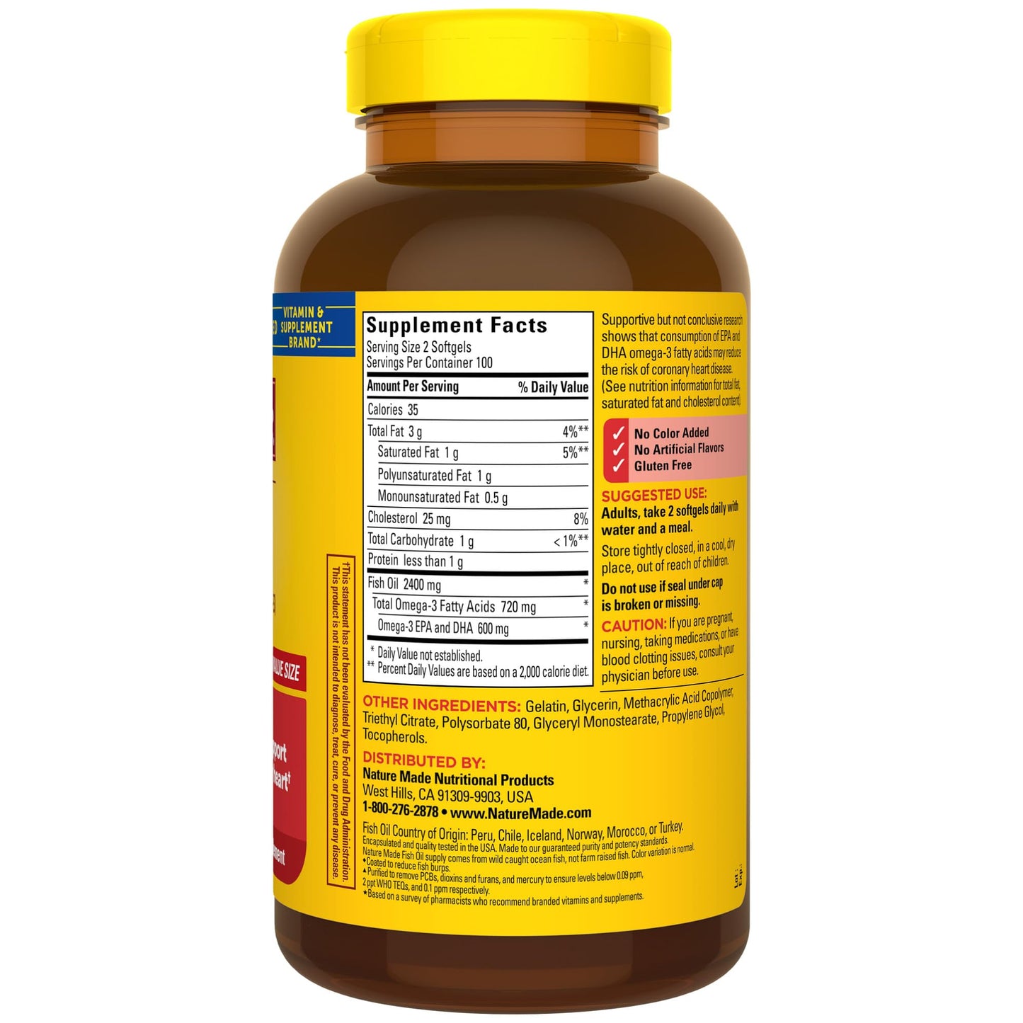Nature Made Burp Less Fish Oil Omega 3 Softgels 200 Softgels