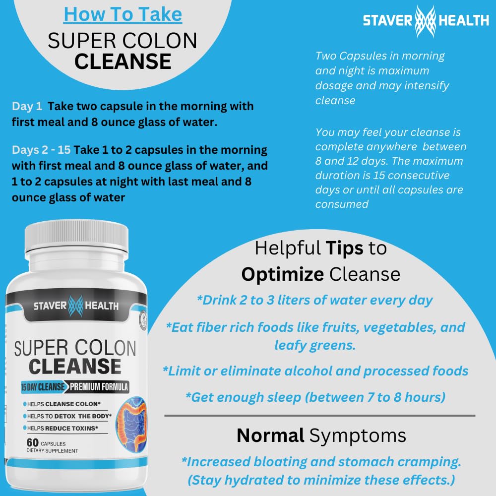 Staver Health Super Colon Cleanse Capsules, 60 Count