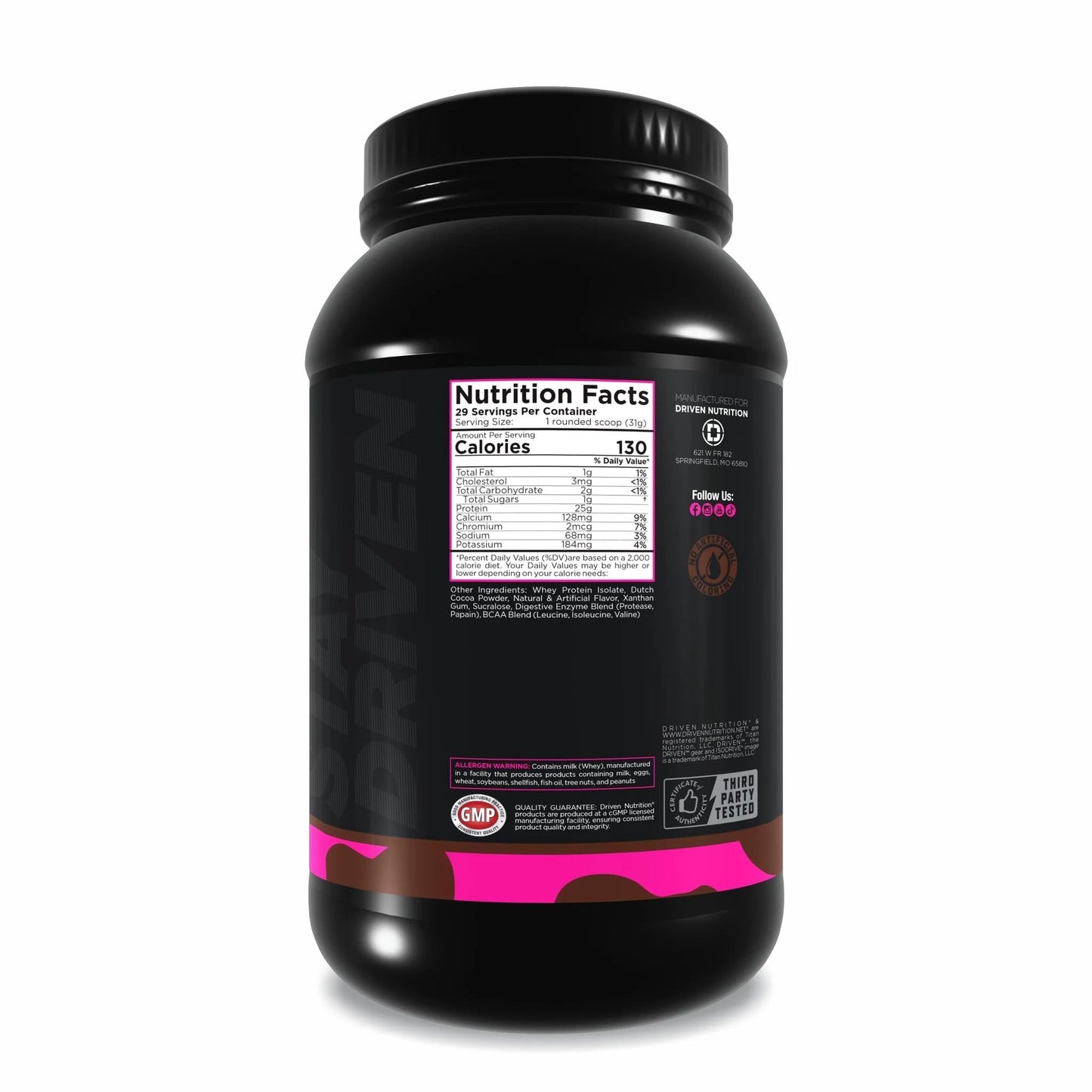 Driven Nutrition IsoDrive Whey Isolate Protein Powder 32 Servings