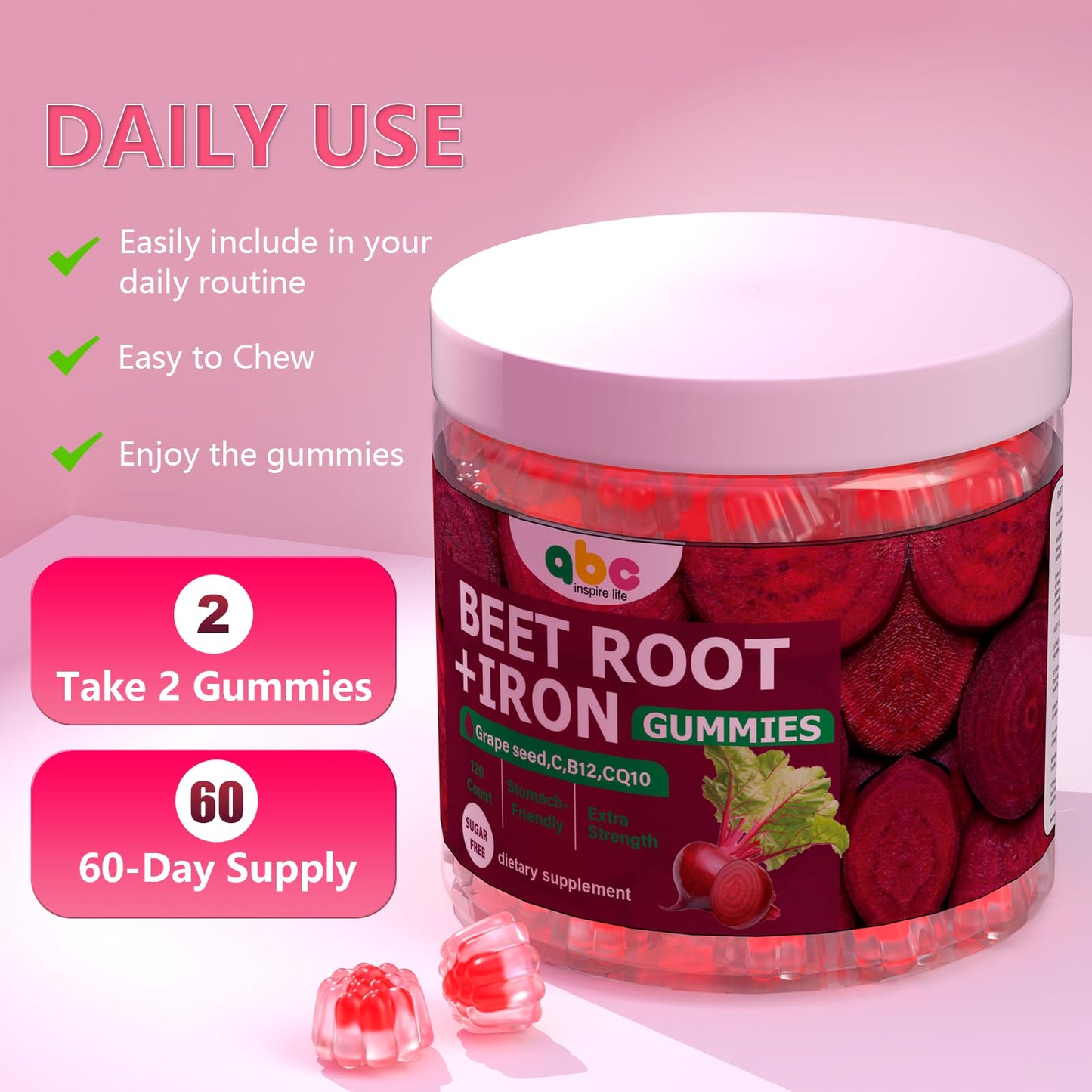 NEWOLITE Beet Root Gummies 100mg Gummy 120 Count