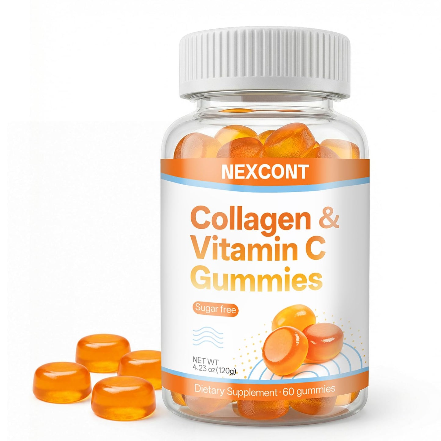 Oopeatol Collagen Gummies with Vitamin C & Type I Marine Peptides, 60 Count