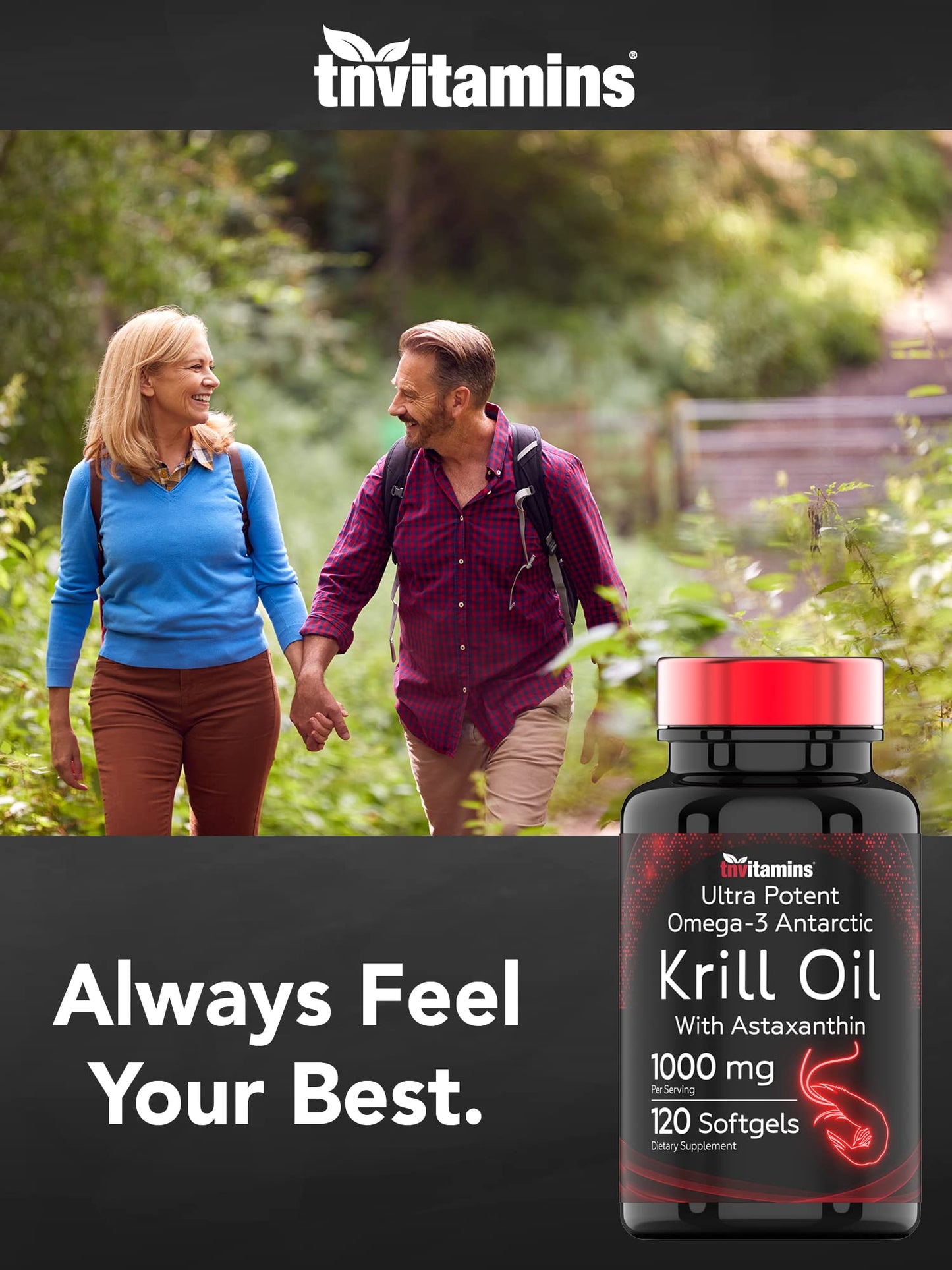 tnvitamins Antarctic Krill Oil 1000mg with Astaxanthin Softgels 120 Count