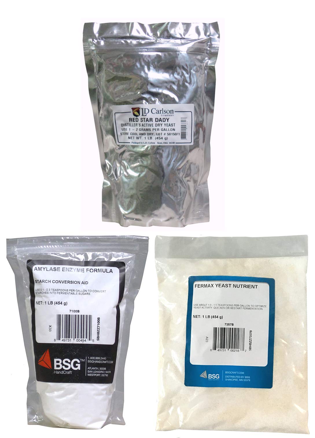 Eastern Shores Brewing Supplies Amylase Enzyme, DADY Distillers Yeast, Fermax Nutrient Powder, 48