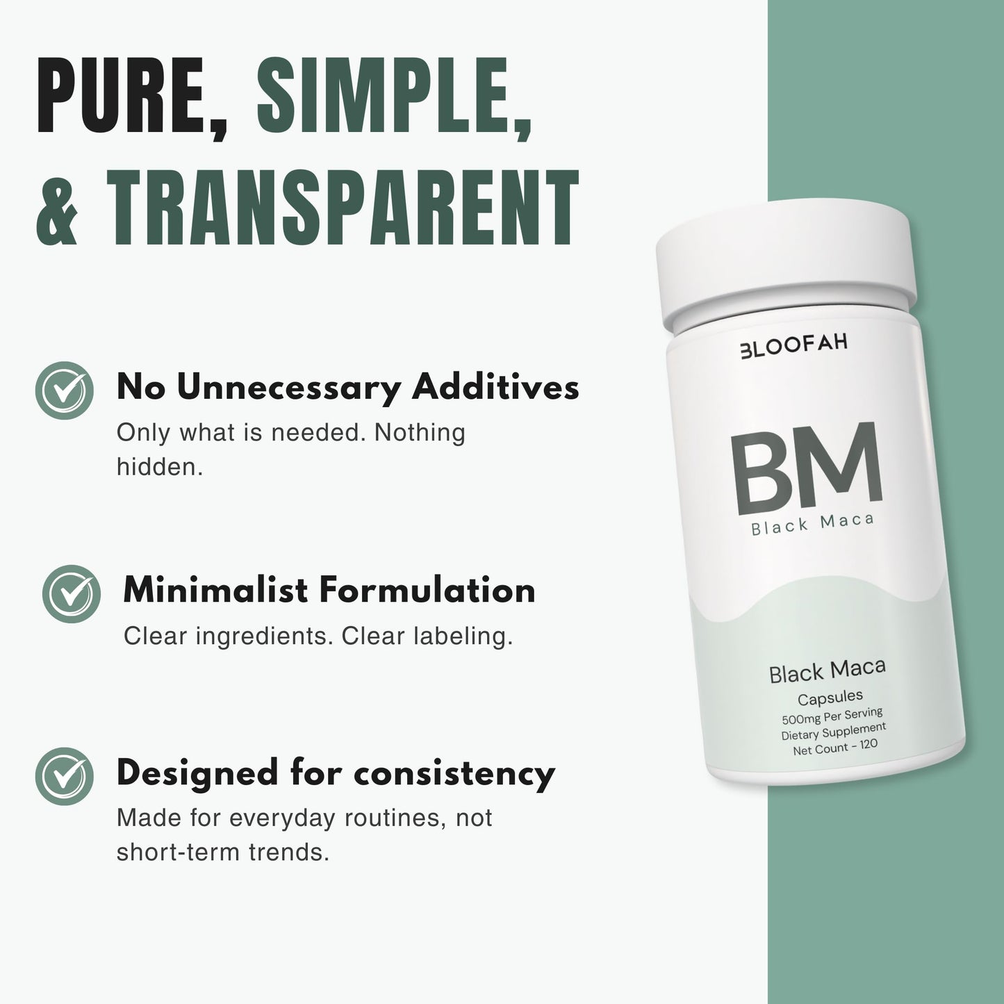 Bloofah BM Black Maca Capsules 500mg, 120 Capsules