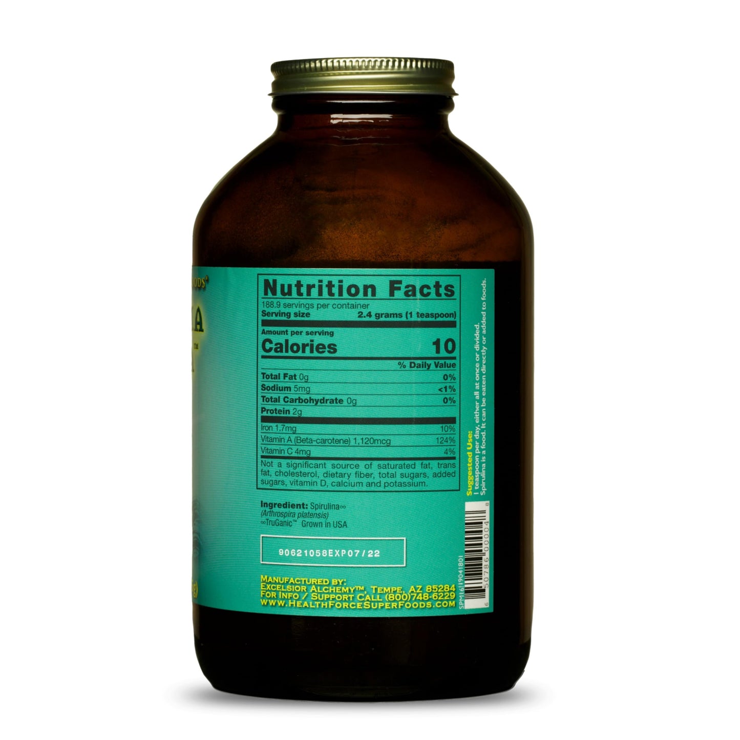 HealthForce SuperFoods Spirulina Manna Powder 16 Ounces