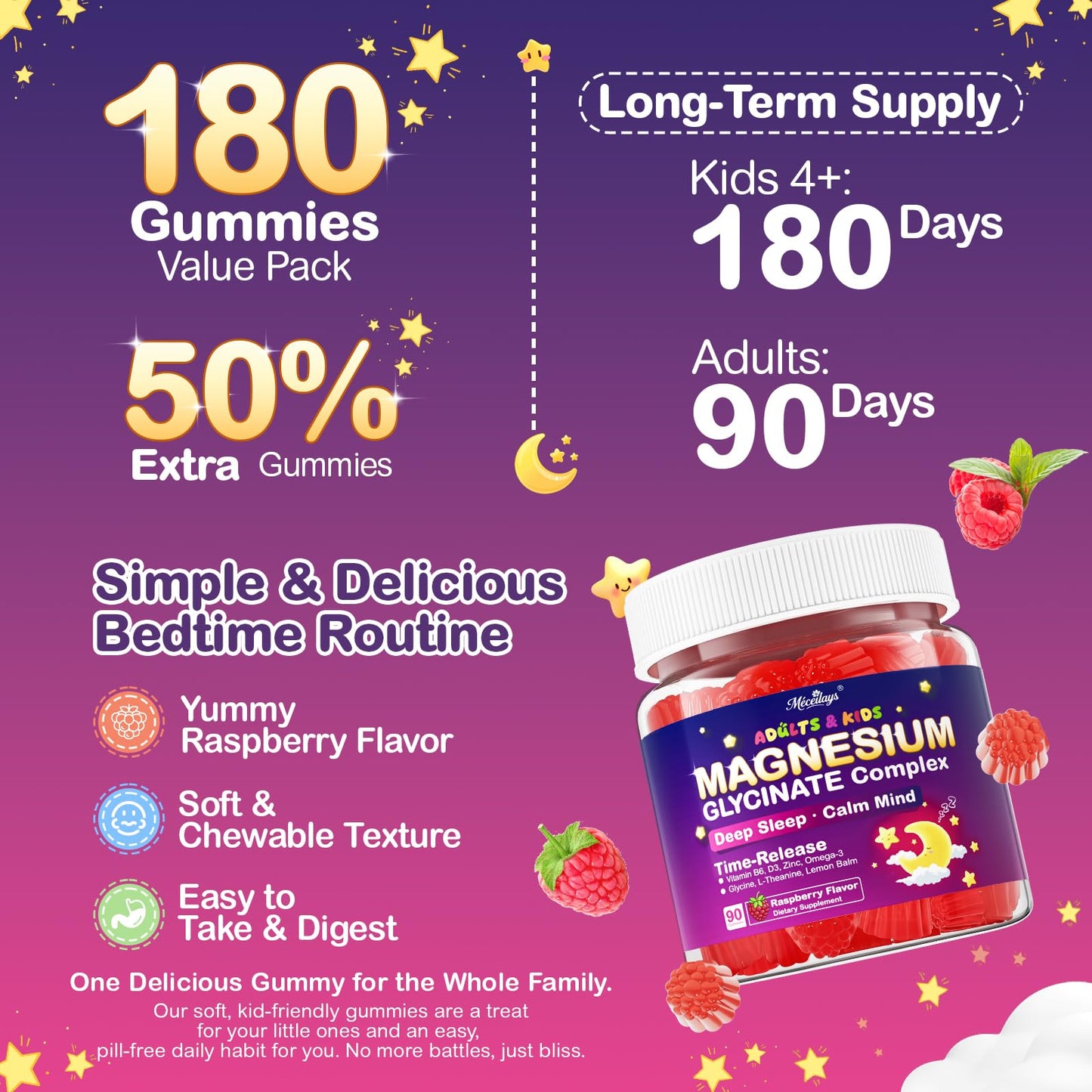Meceilays Magnesium Glycinate Gummies, 180 Count