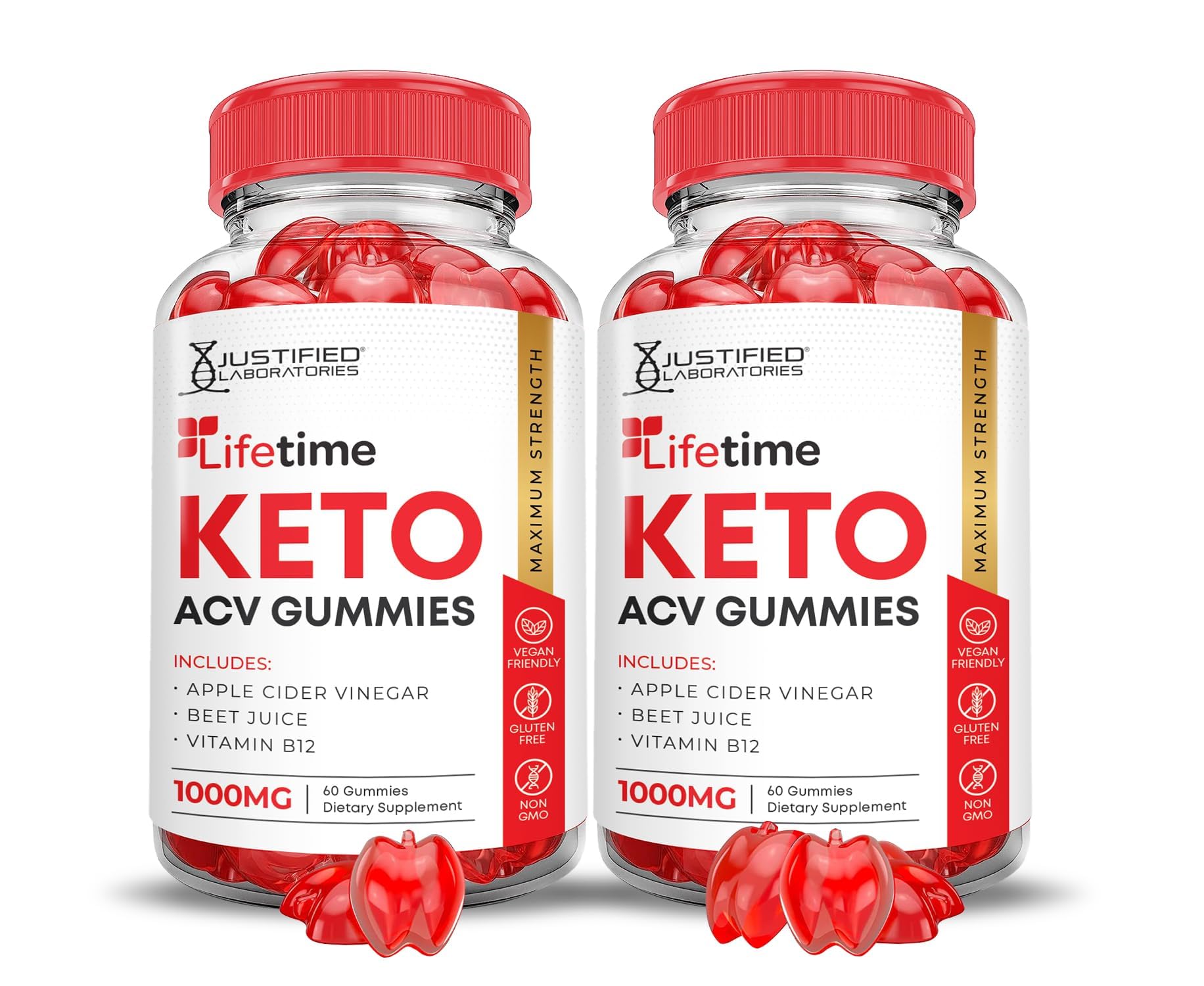 Justified Laboratories Lifetime Keto ACV Gummies Advanced Formula 1000mg, Gummies, 120 Count