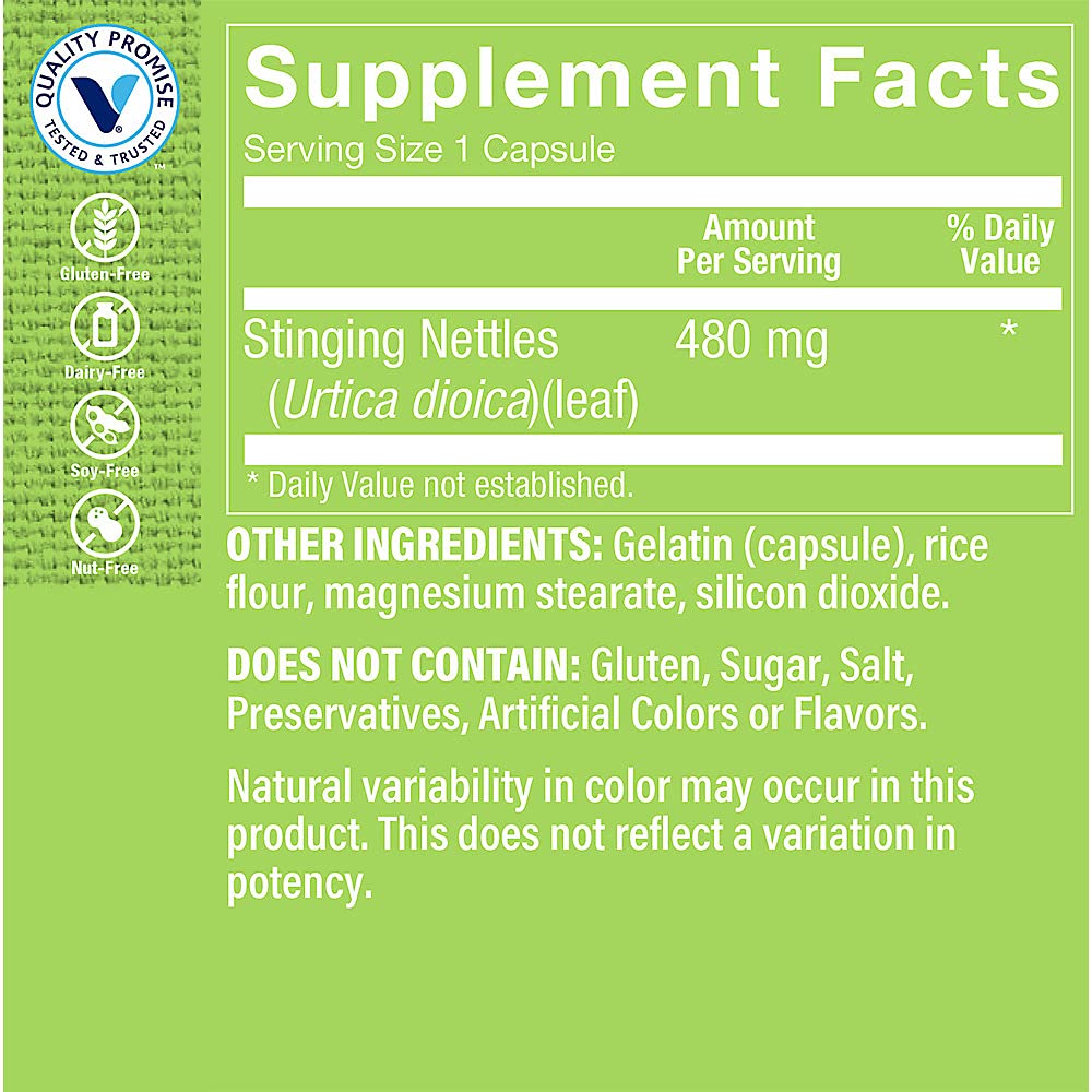 The Vitamin Shoppe Stinging Nettles 480 Capsules, 100 Count
