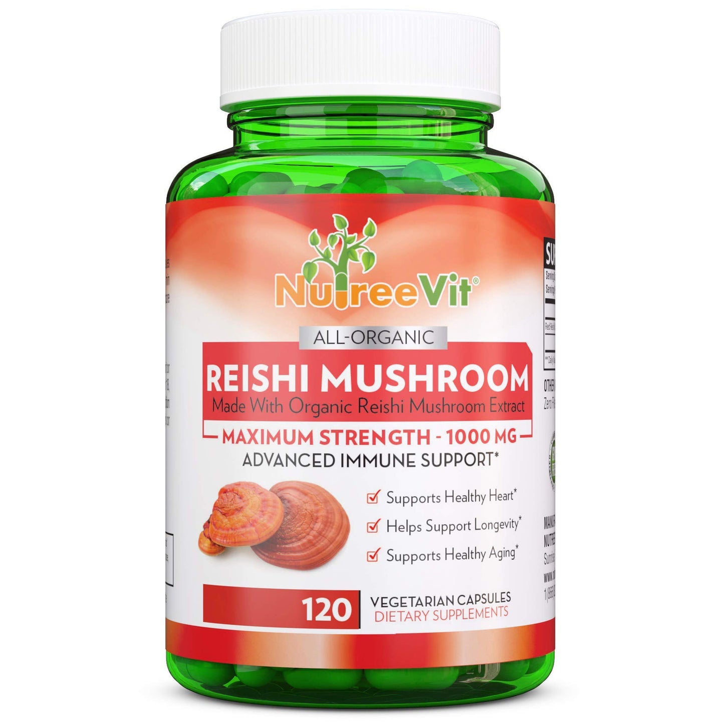 NutreeVit 100% Organic Advanced Immune Support Reishi Mushroom Capsule 1 Count